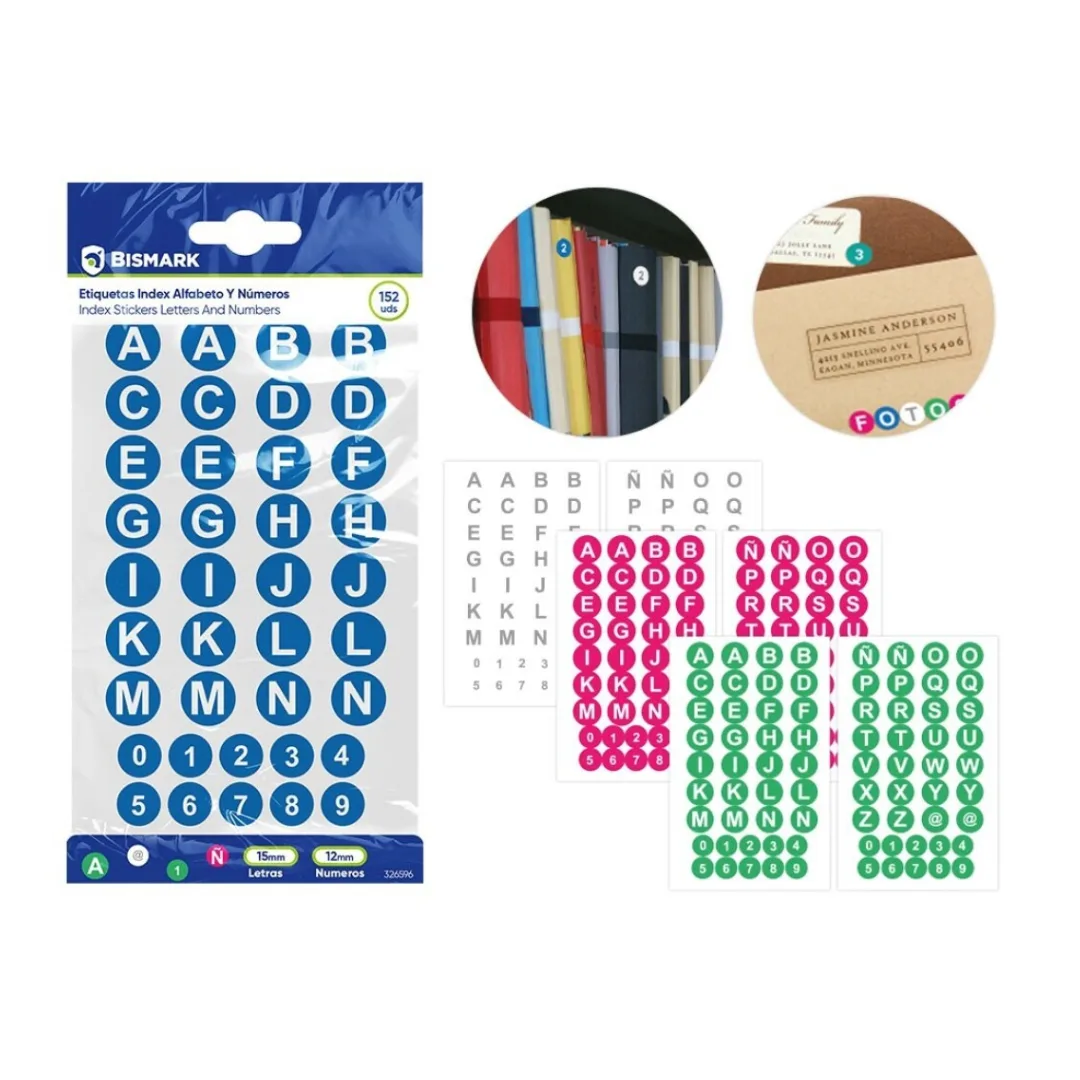 Autocolantes alfabeto e números, 4 x 38 unidades