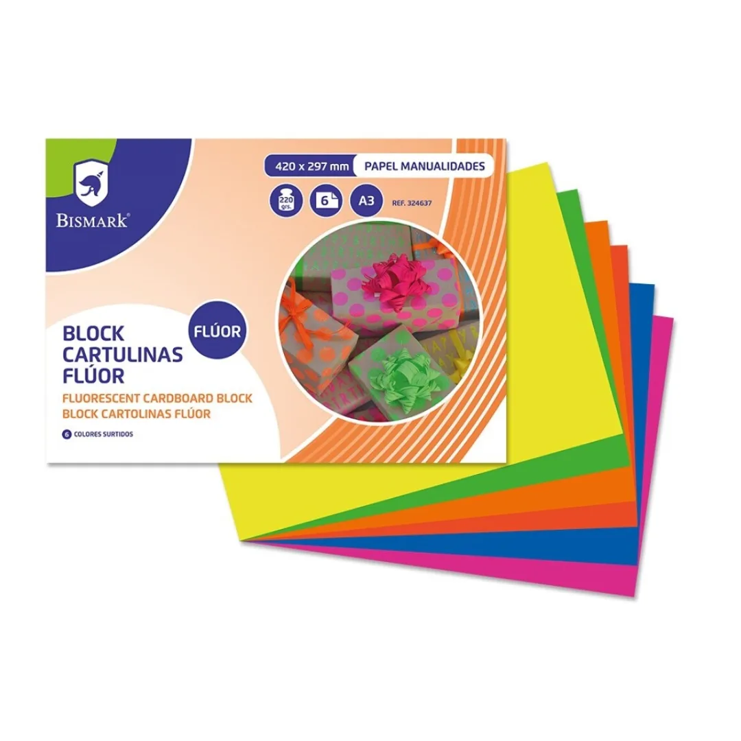 Bloco de 6 cartolinas fluorescentes A3