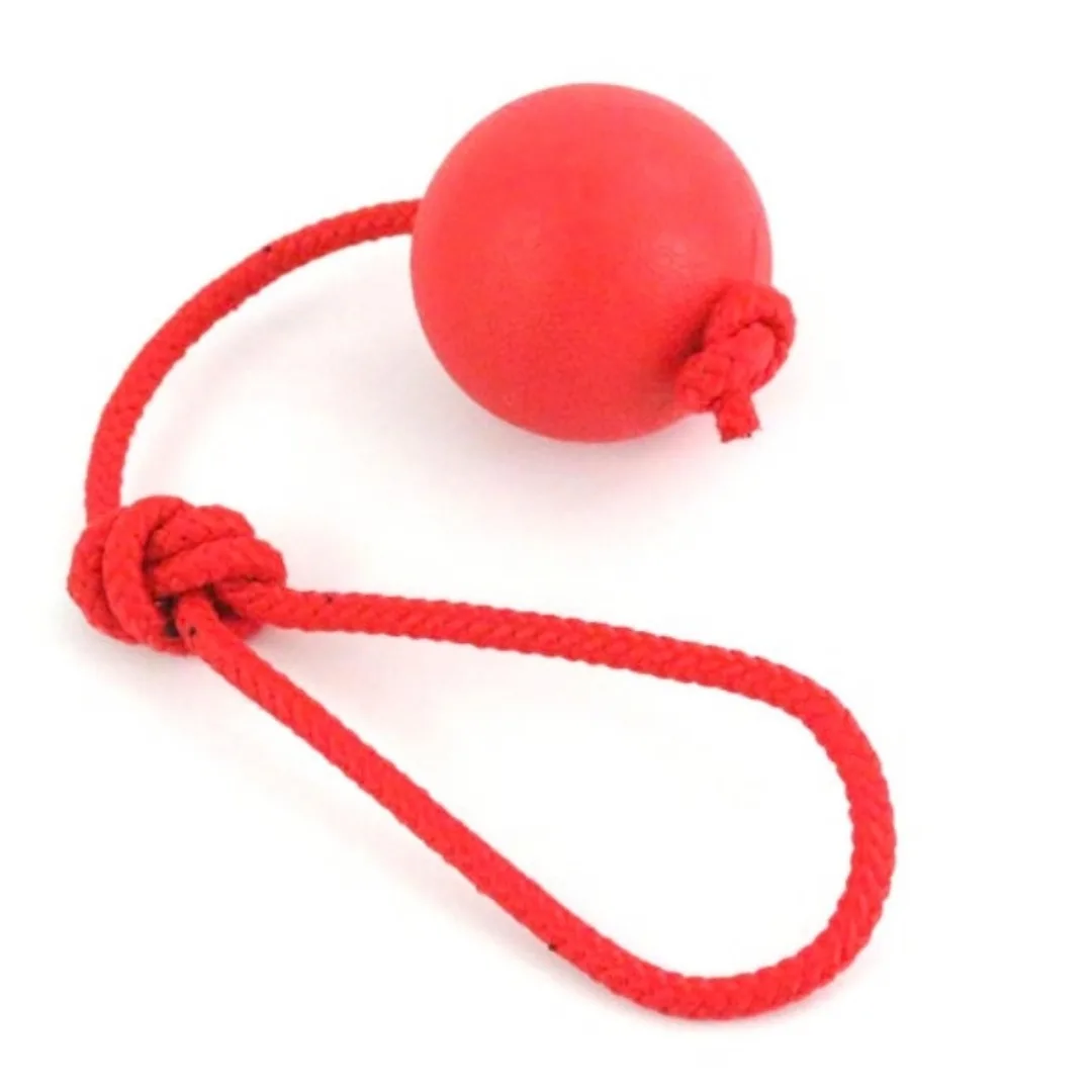 Brinquedo para cão de corda com bola de borracha, 6 cm