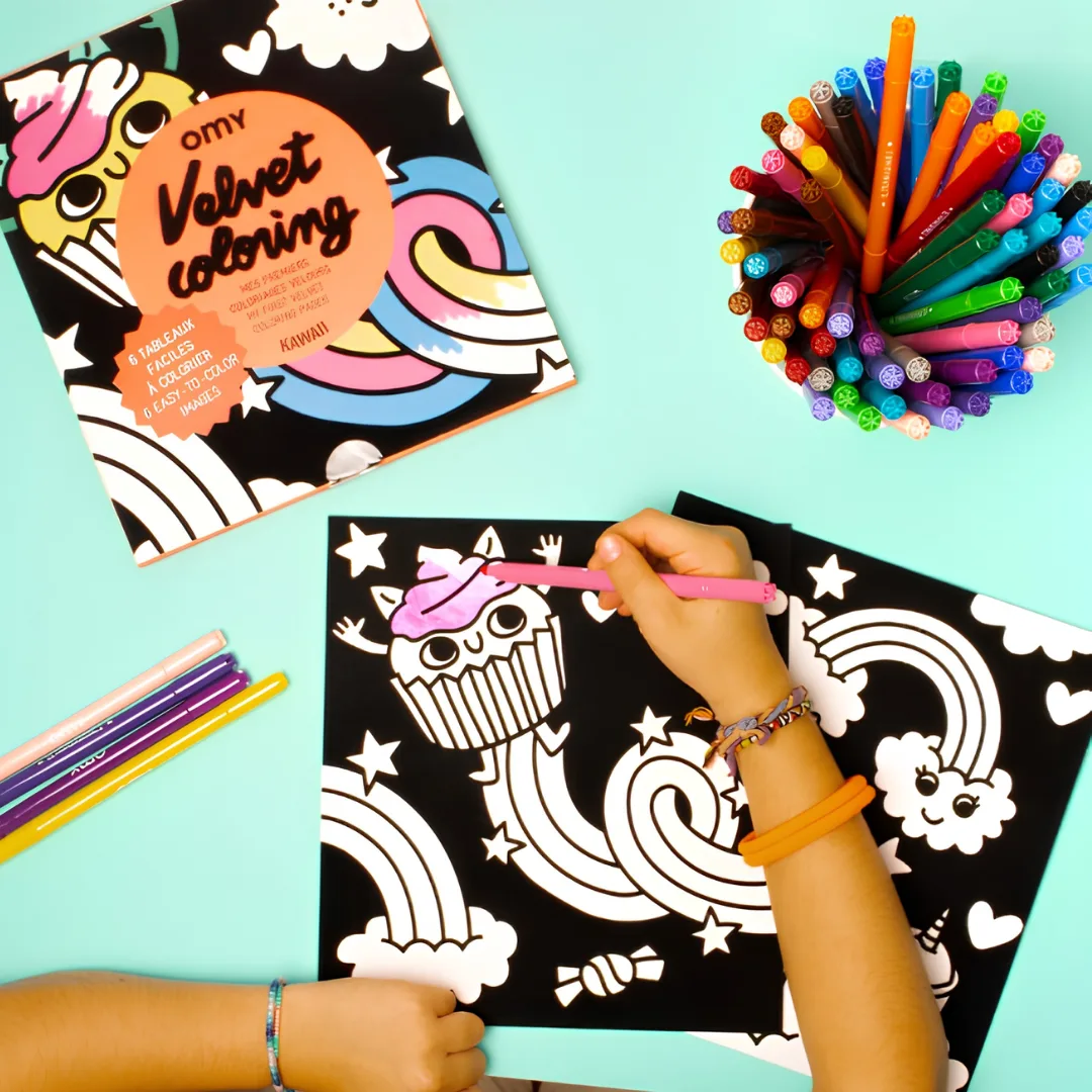 Livro para colorir em veludo, Kawaii