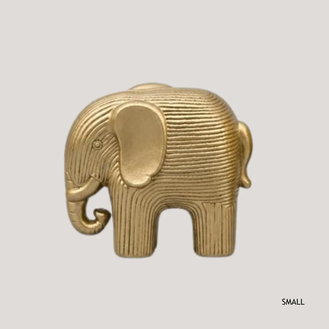 Elefante dourado em resina, 13 cm