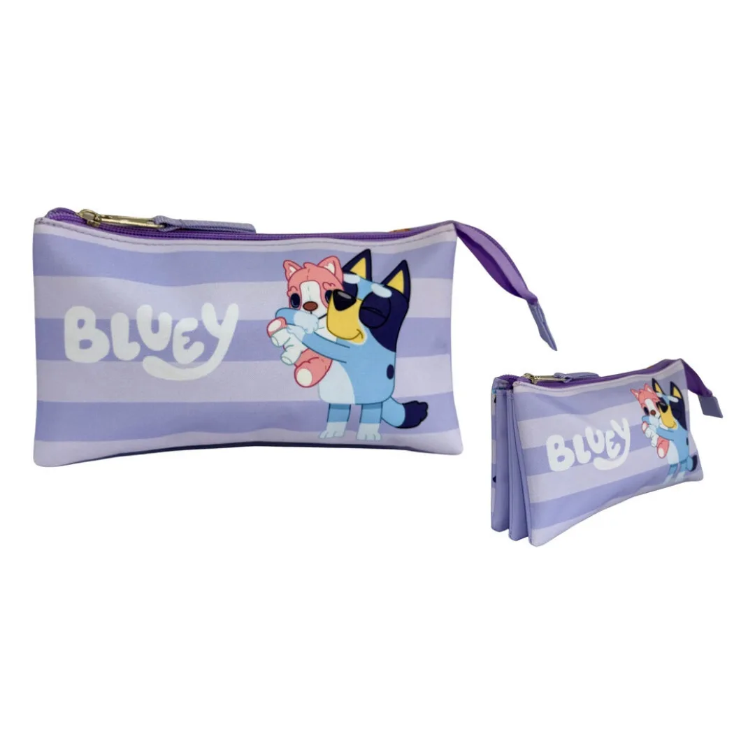 Estojo triplo Bluey Puppy, roxo, 22 cm