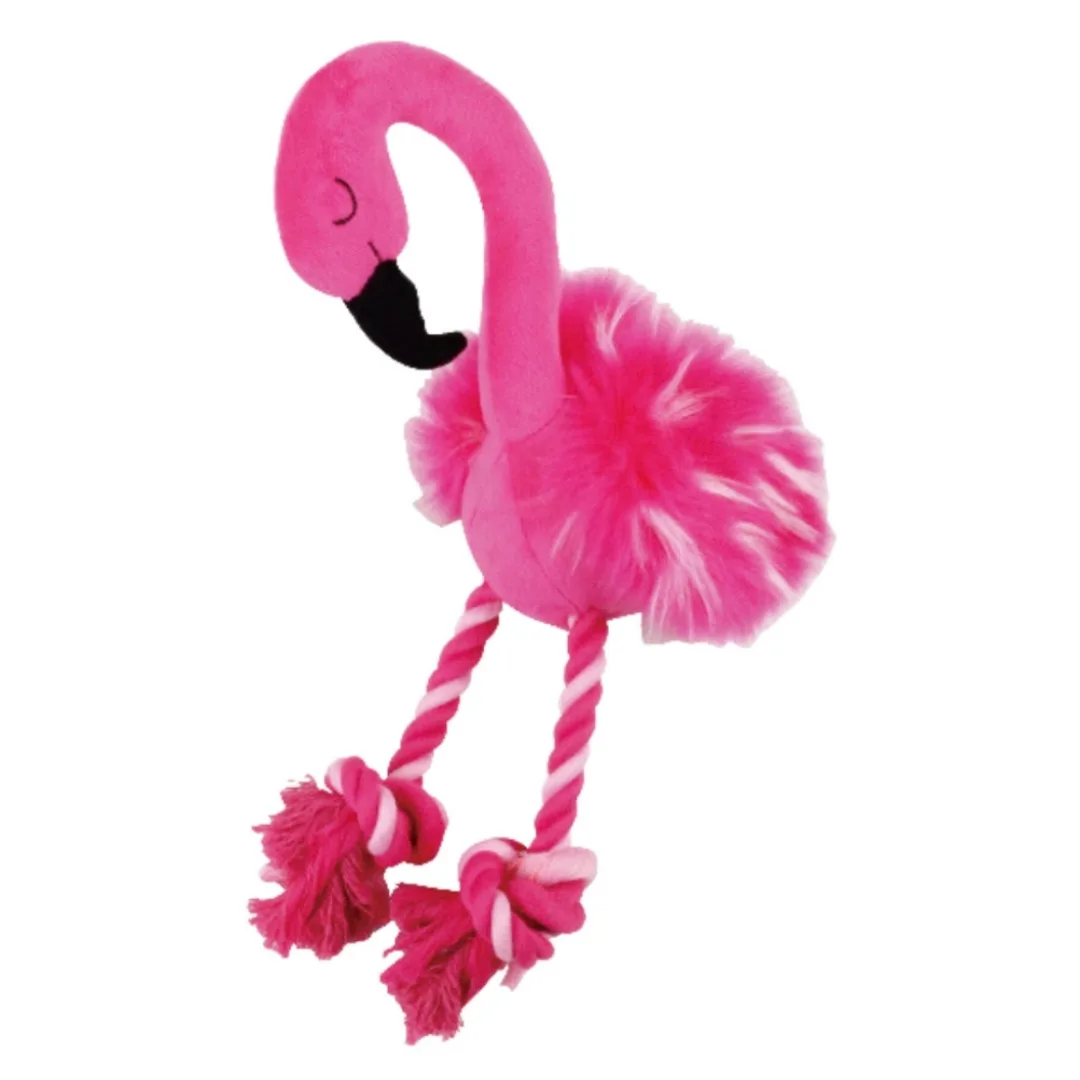 Flamingo com corda para cão, 38 cm