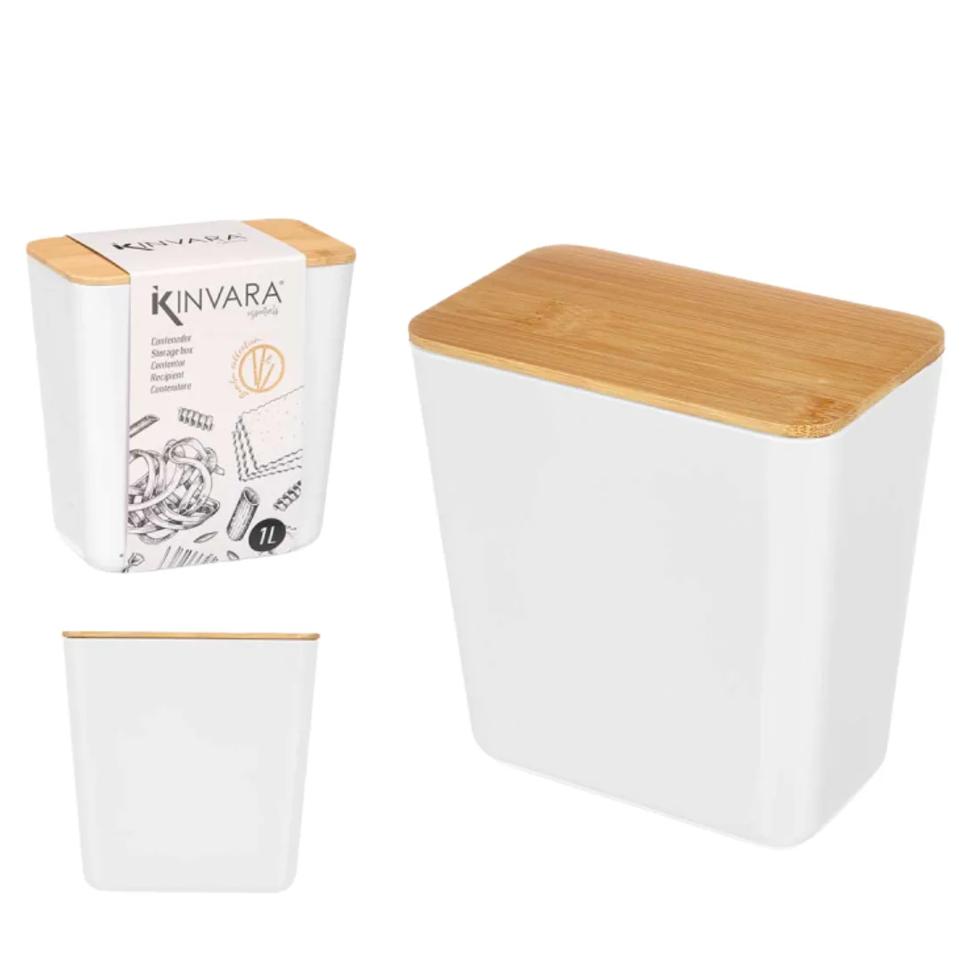 Frasco retangular baixo, branco, 1 L