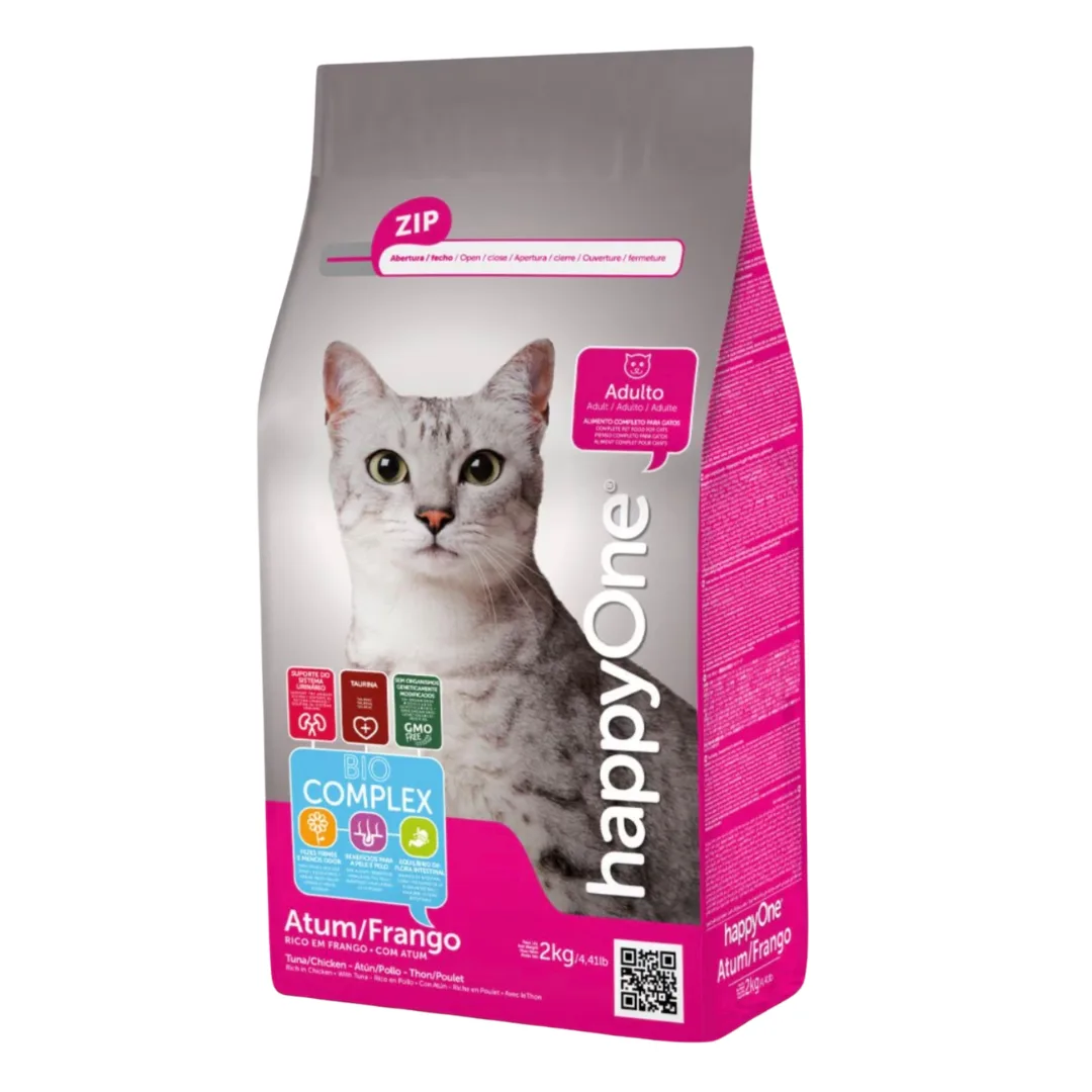 Ração HappyOne gato adulto, frango, atum e ervilhas, 2 kg