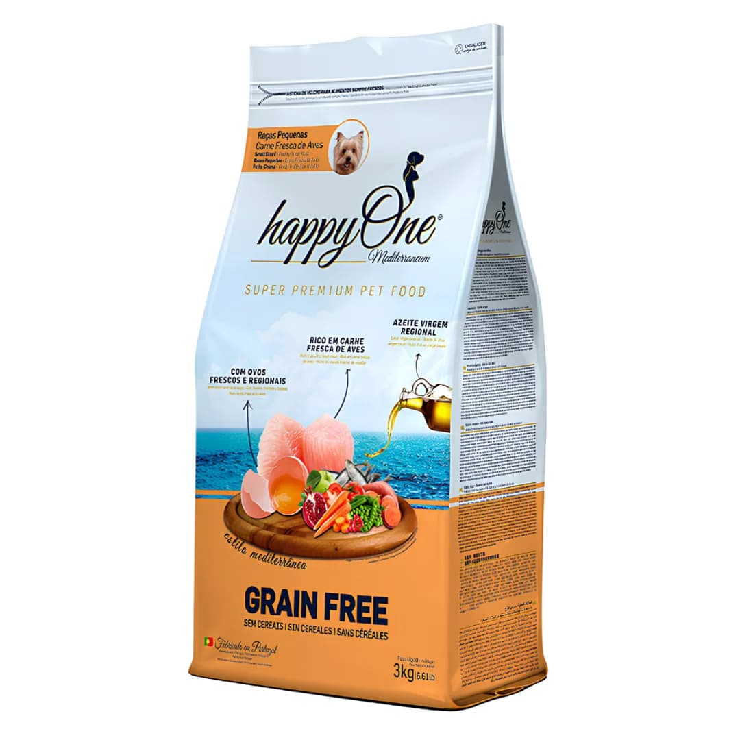 Ração HappyOne Mediterraneum, cão de raças pequenas, 3 kg