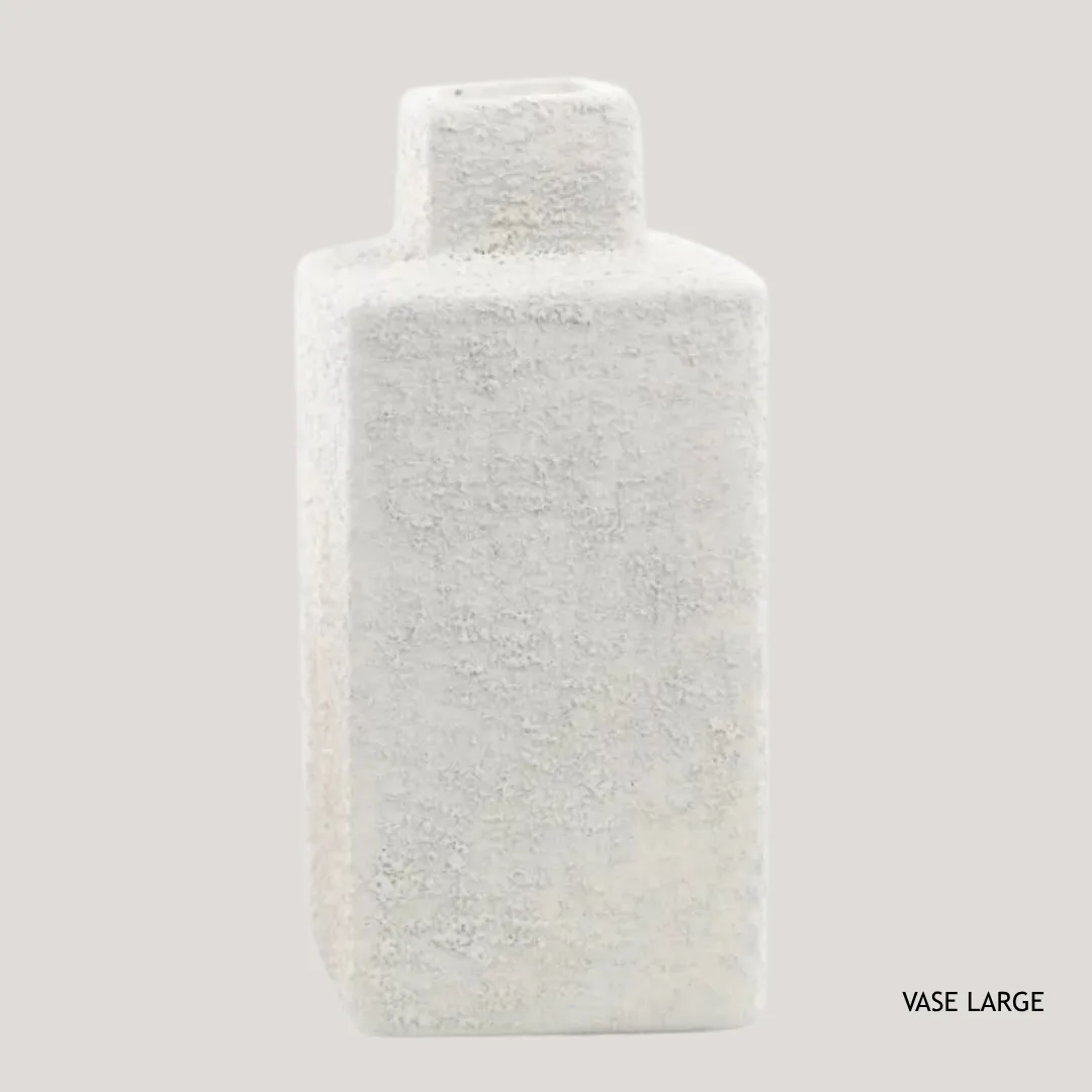 Jarra de cerâmica areada retangular, creme, grande