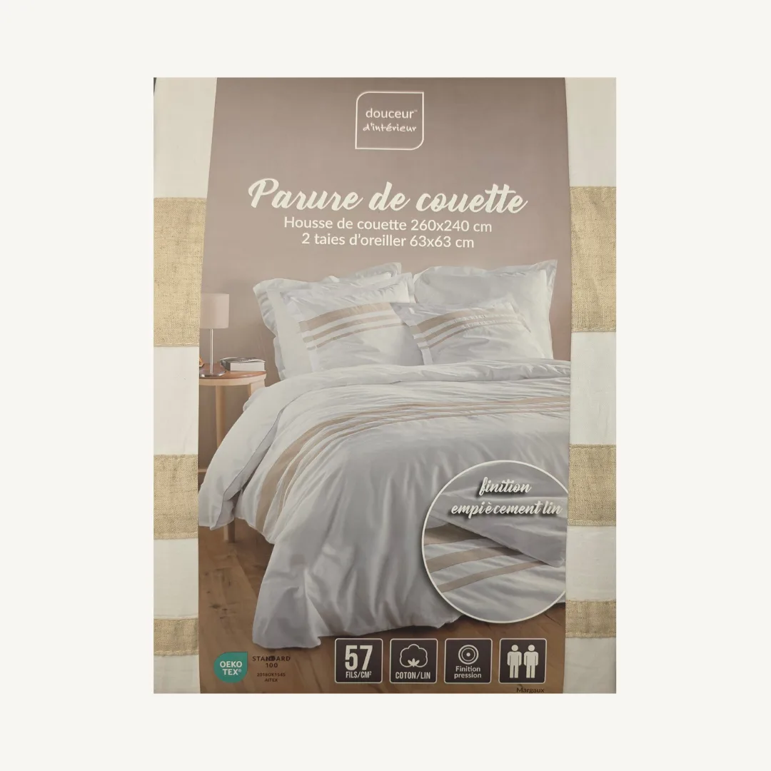 Jogo de cama Margaux, 3 peças, liso, 57 fios, 260 x 240 cm