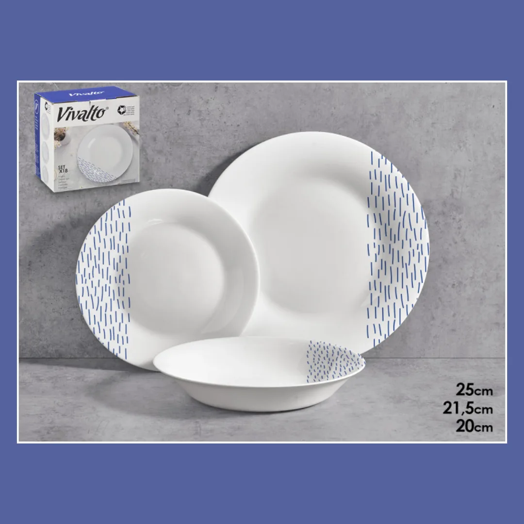 Loiça de mesa decorada, redonda, 18 peças