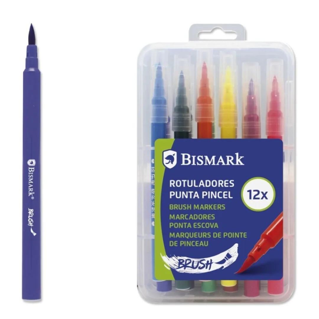 Marcadores de ponta de pincel Bismark, 12 cores