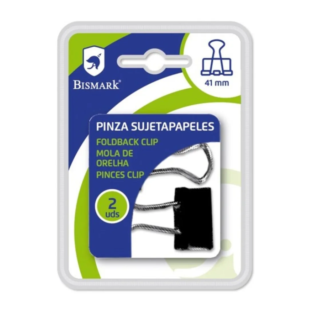 Pinças para papel pretas Bismark, 41 mm, 2 unidades