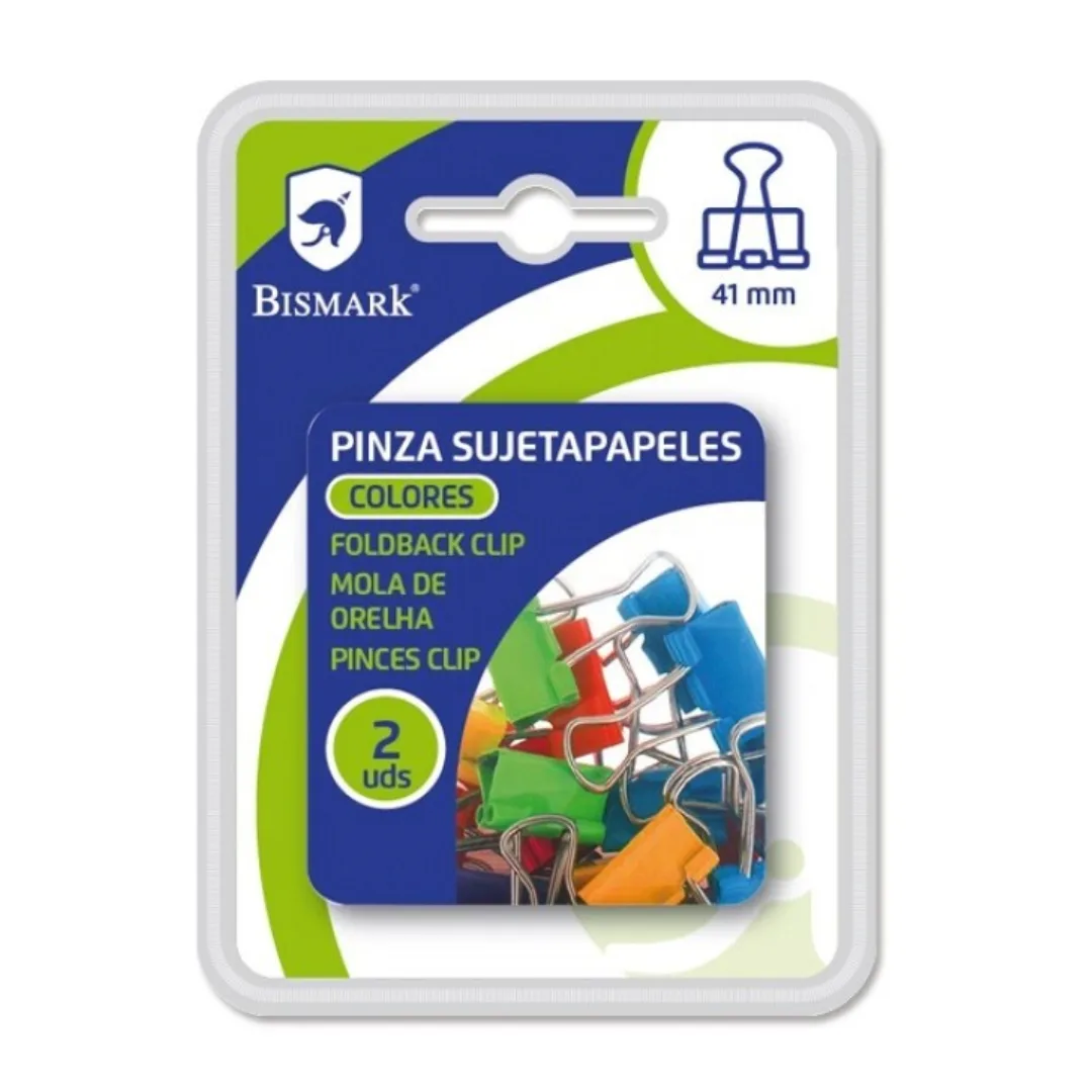 Pinças para papel coloridas Bismark, 41 mm