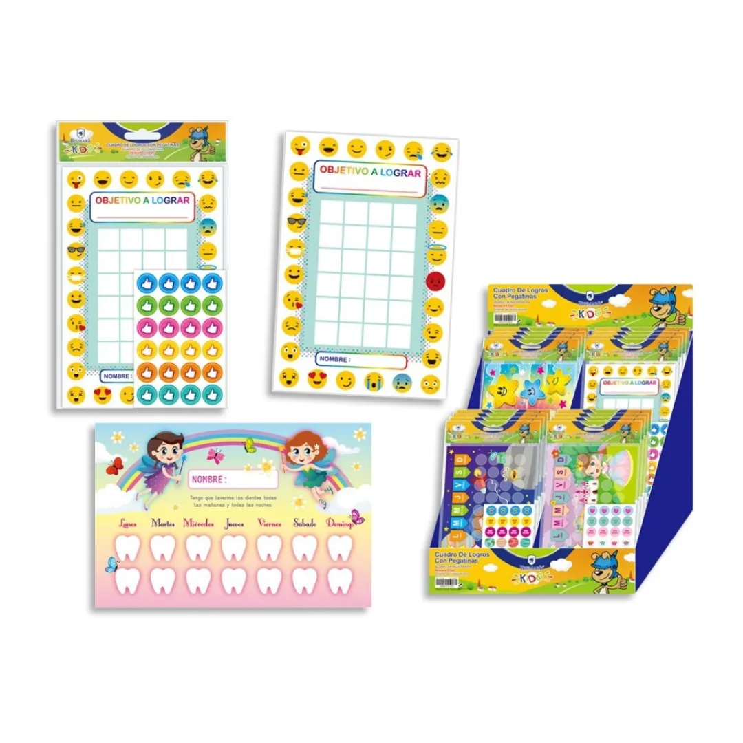 Quadro de desempenho infantil com autocolantes