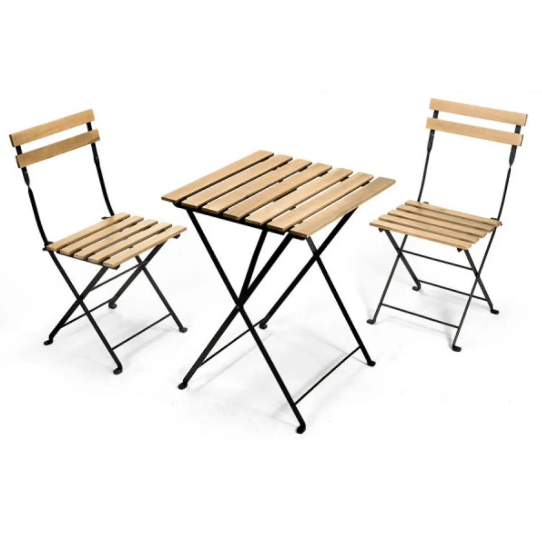 Conjunto de 3 peças, mesa e 2 cadeiras, madeira escura