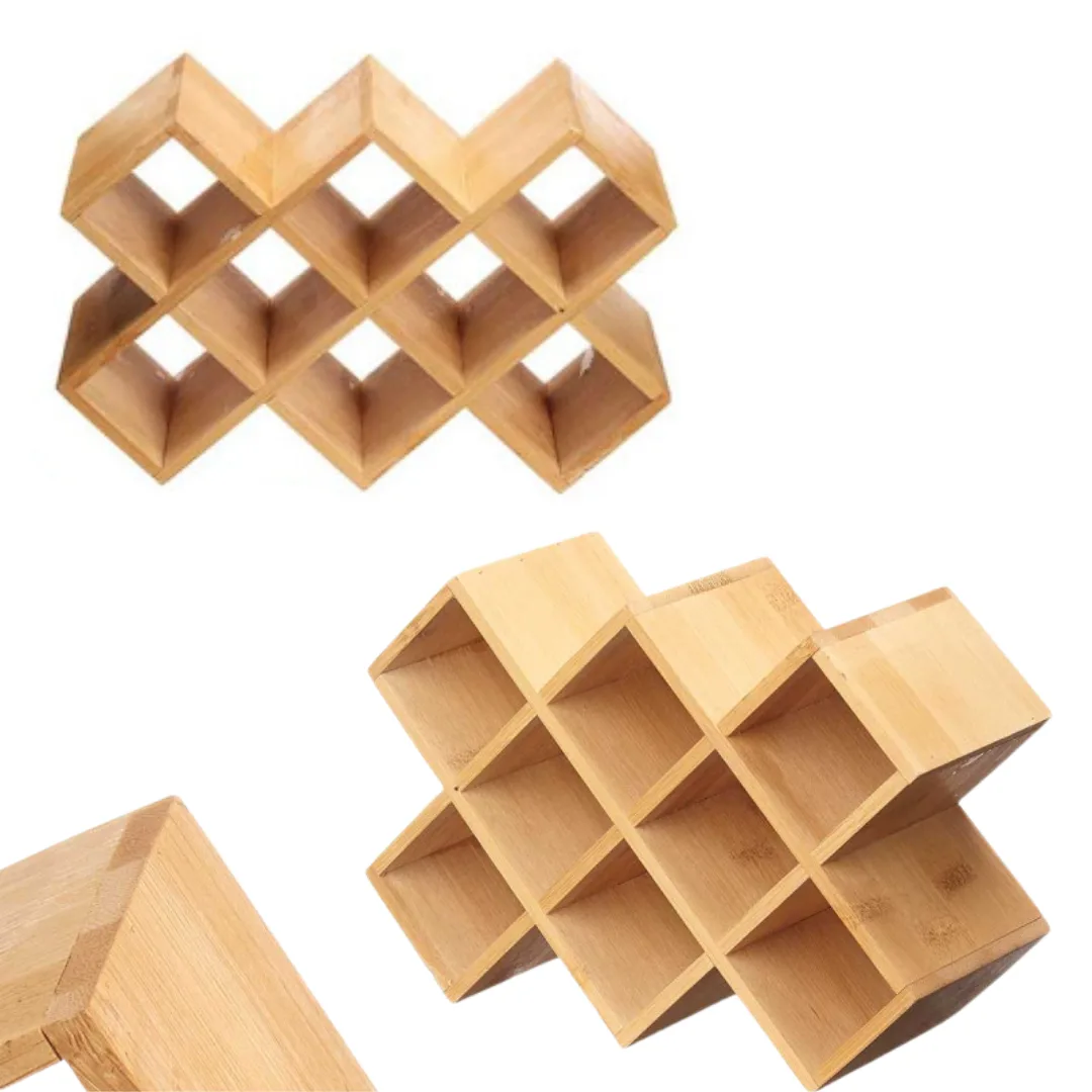 Suporte para especiarias em bambu com 10 frascos