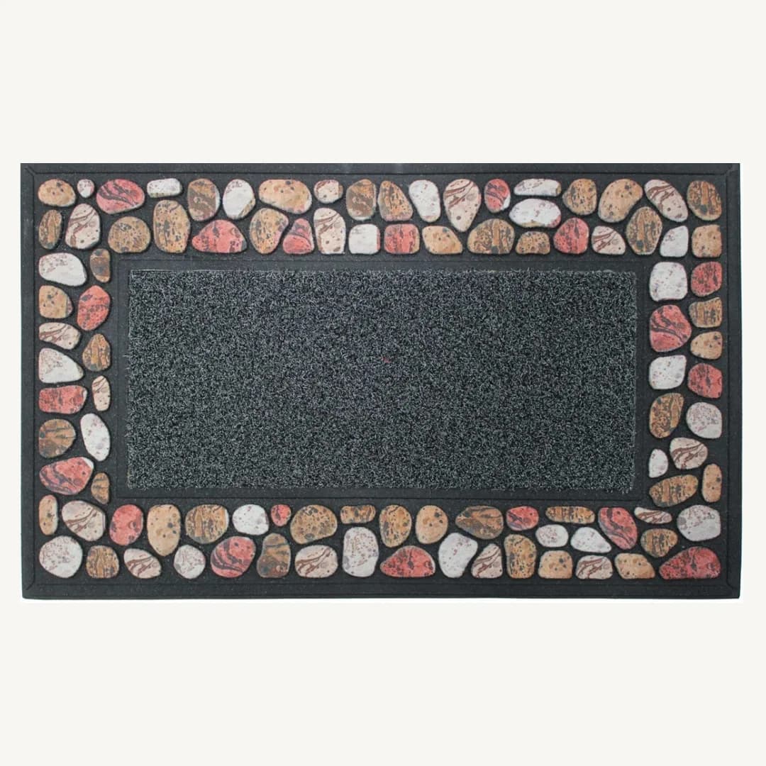 Tapete retangular Cailloux em borracha com relevo, 45 x 75 cm