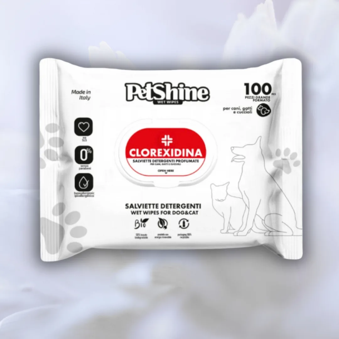 Toalhetes Petshine de clorexidina, embalagem económica, 100 unidades