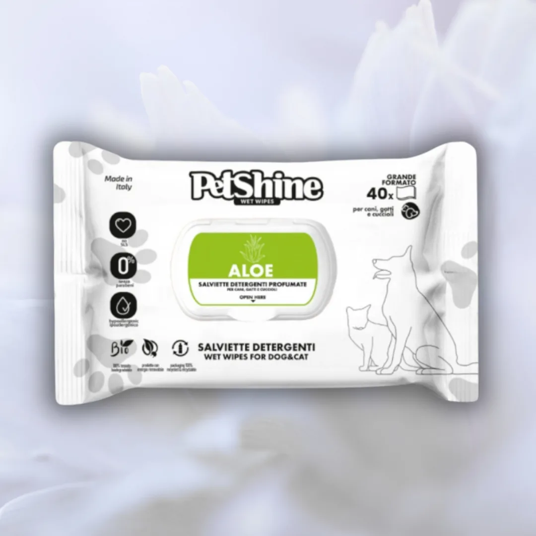 Toalhetes Petshine de aloé vera, 40 unidades