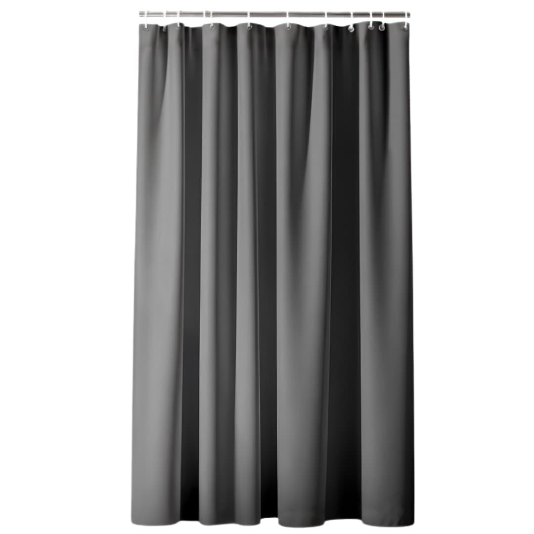 Cortina de duche em poliéster liso Essencia, cinzento carbono, com ganchos, 180 x 200 cm