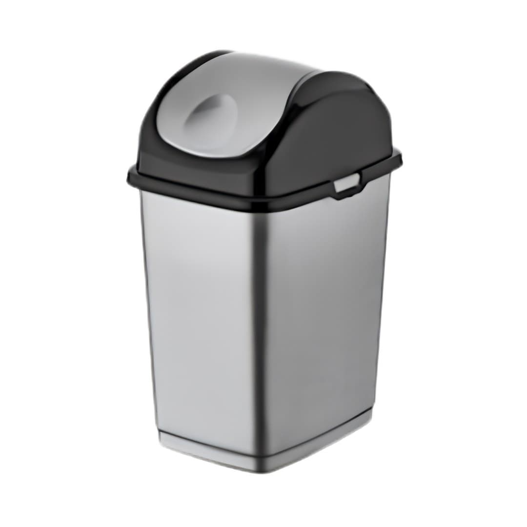 Balde do lixo cinzento slim com tampa basculante, 35 L