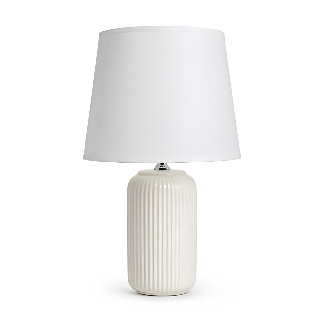 Candeeiro com base de cerâmica, branco, 34,5 cm