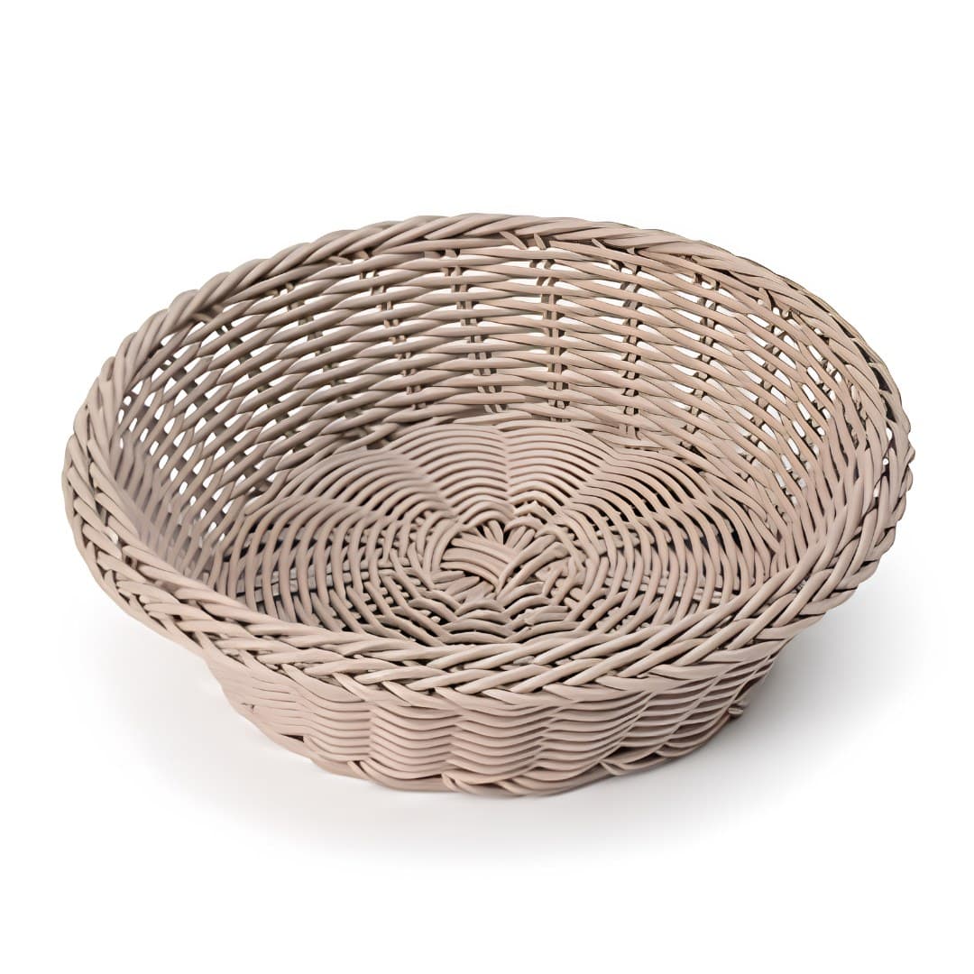 Cesto para pão, redondo, taupe, 20 x 20 x 7 cm