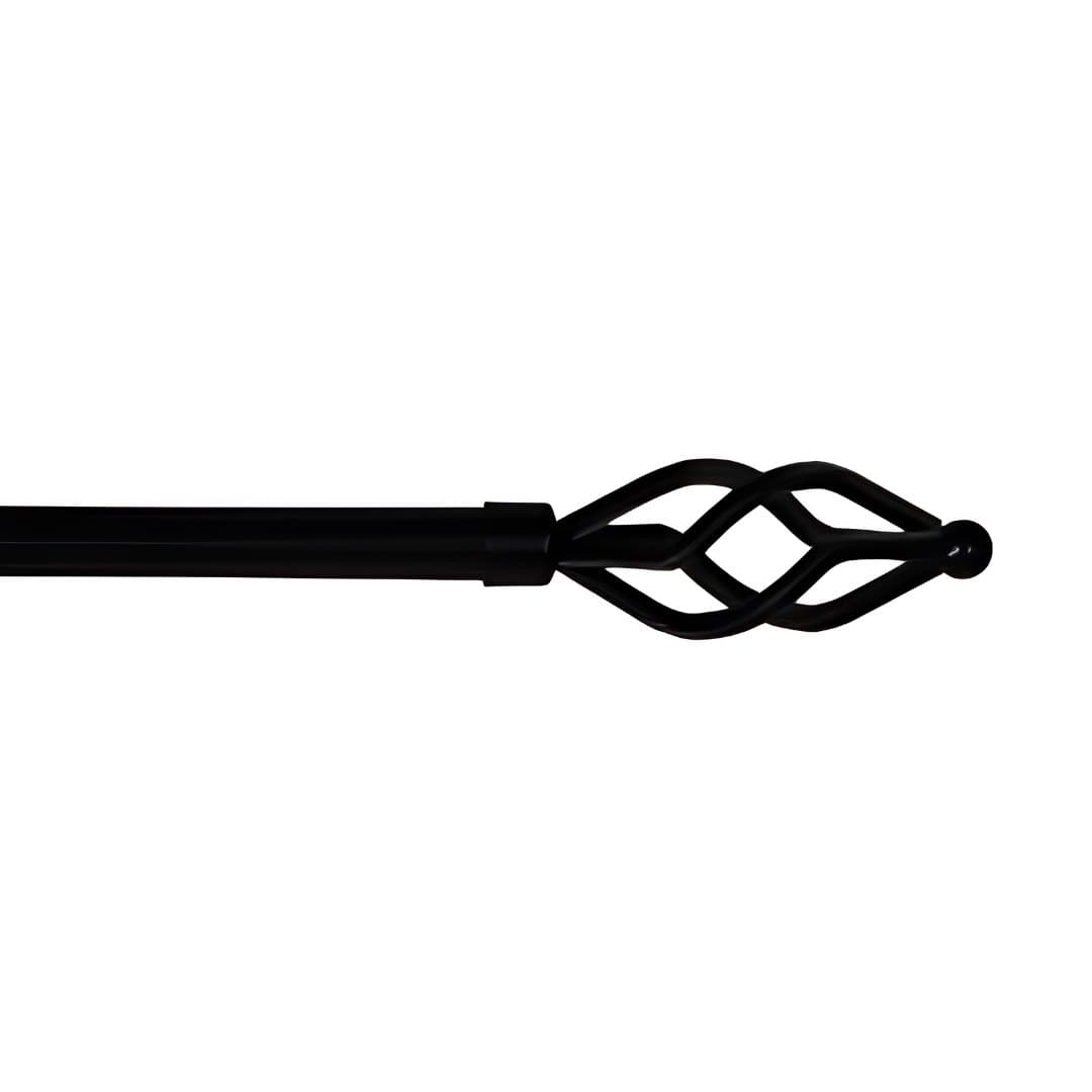 Varão para cortinado, preto, 120-210 cm, ø16/19 mm