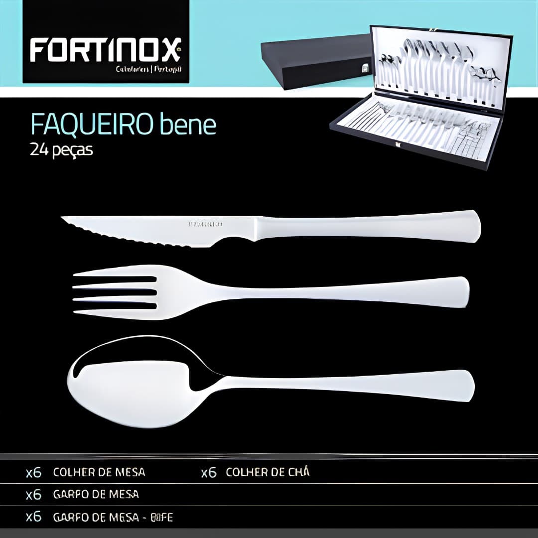 Faqueiro com estojo, 24 peças