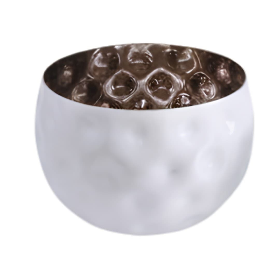 Vaso decorativo de metal, branco e prateado, 20 x 14 cm