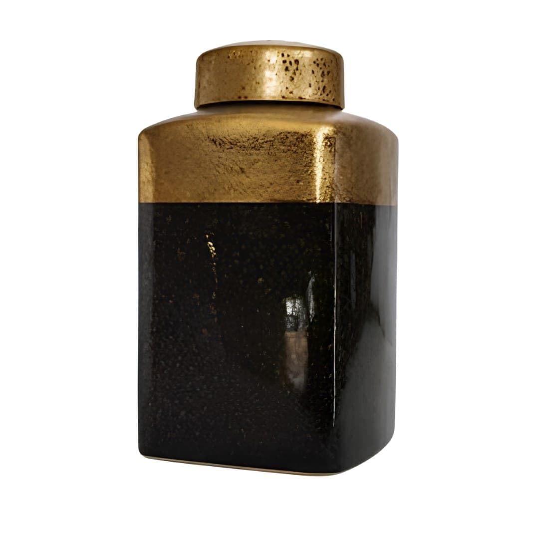 Pote com tampa decorativo, dourado, 145 x 14,5 x 25,5 cm
