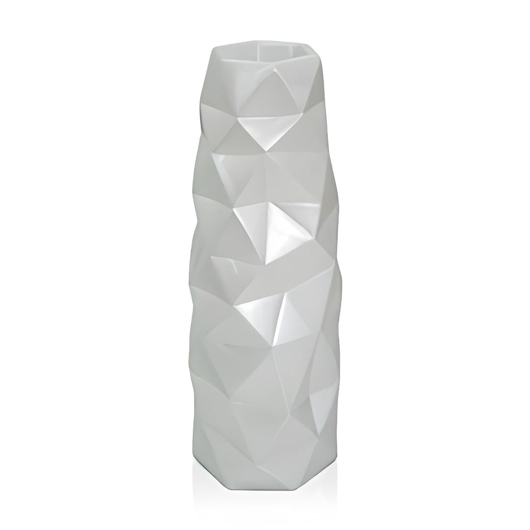 Vaso de resina, pérola, 25 x 25 x 70 cm