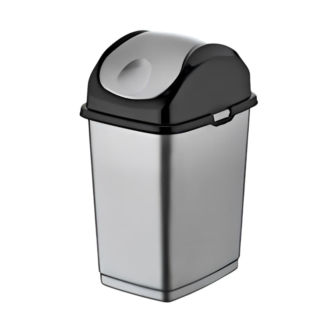 Balde do lixo slim cinzento, 5 L, com tampa basculante