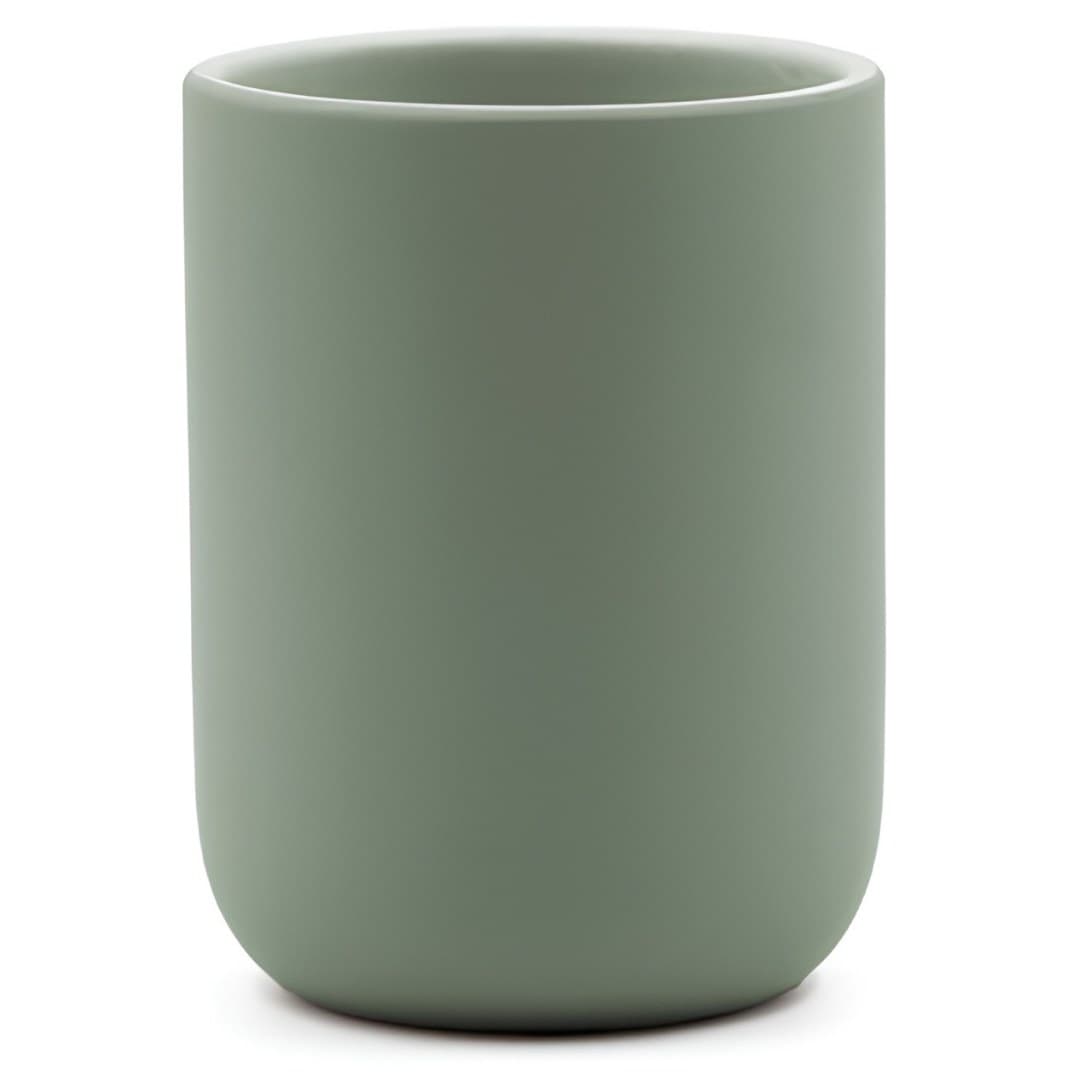 Copo de cerâmica Ceralia, verde-claro, liso, soft touch, 7,5 x 10,5 cm