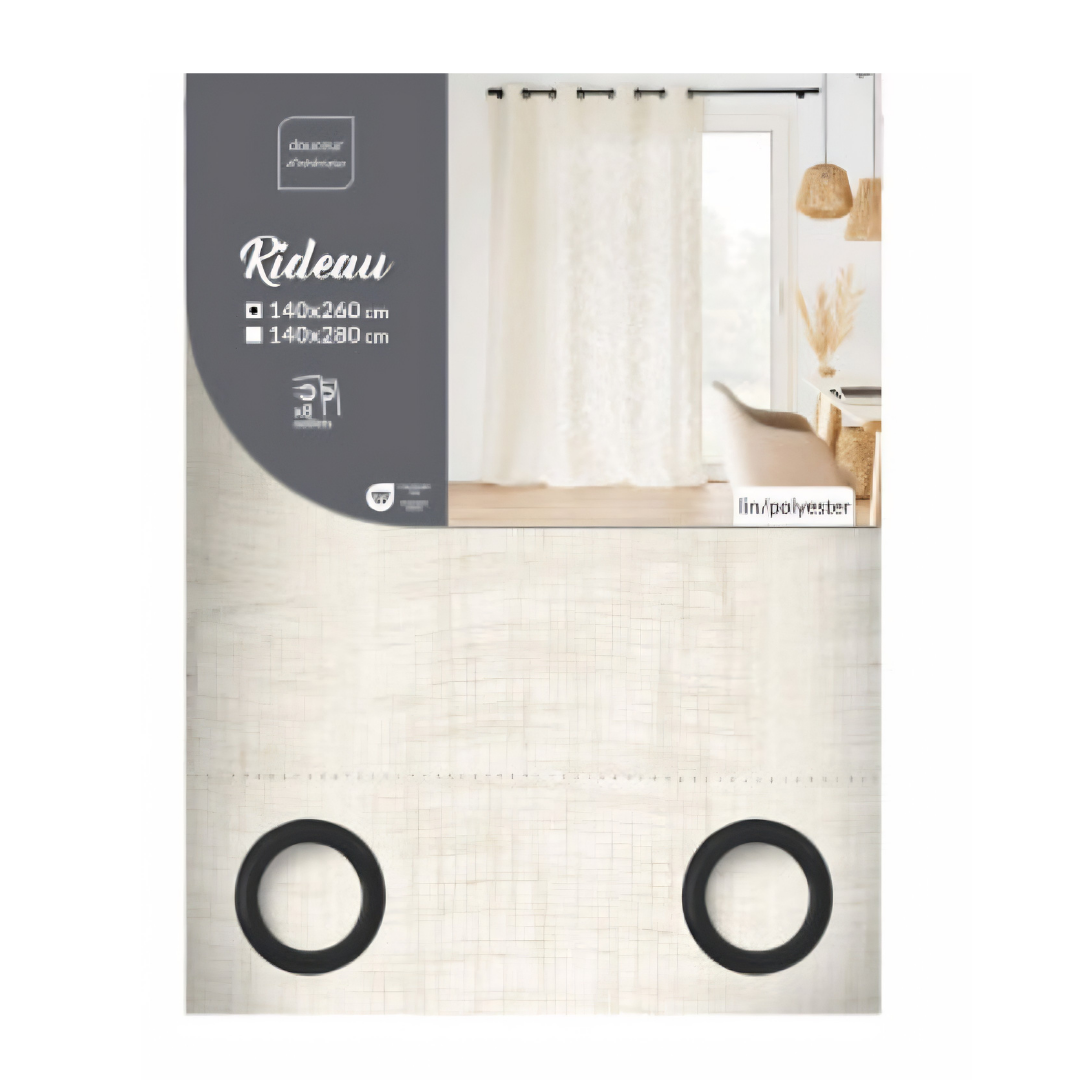 EYELET CURTAIN 140 x 260 CM LINEN-EFFECT FABRIC IGOR U10