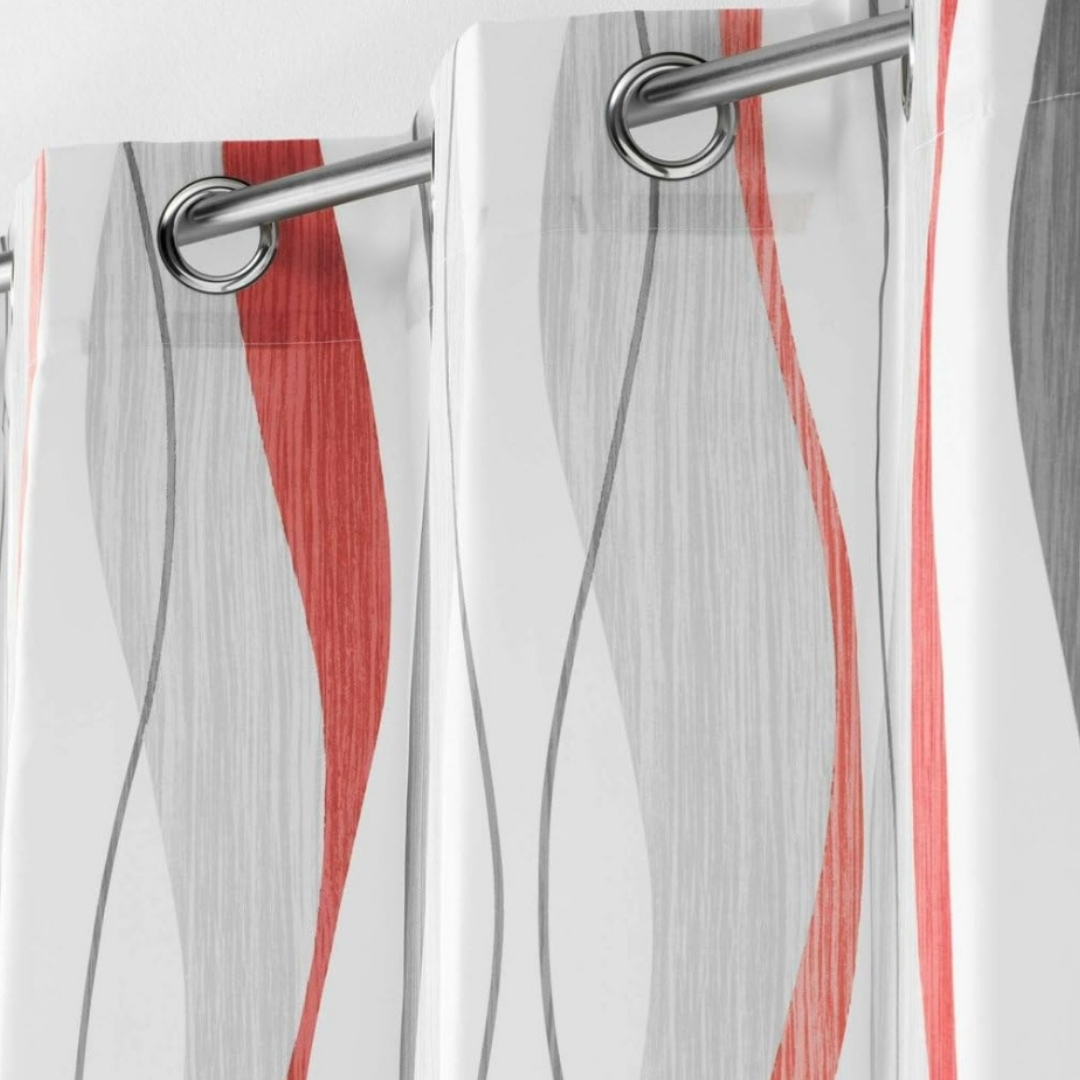 EYELET CURTAIN 140 x 260 CM PRINTED POLYESTER ONDULYS ROUGE U10