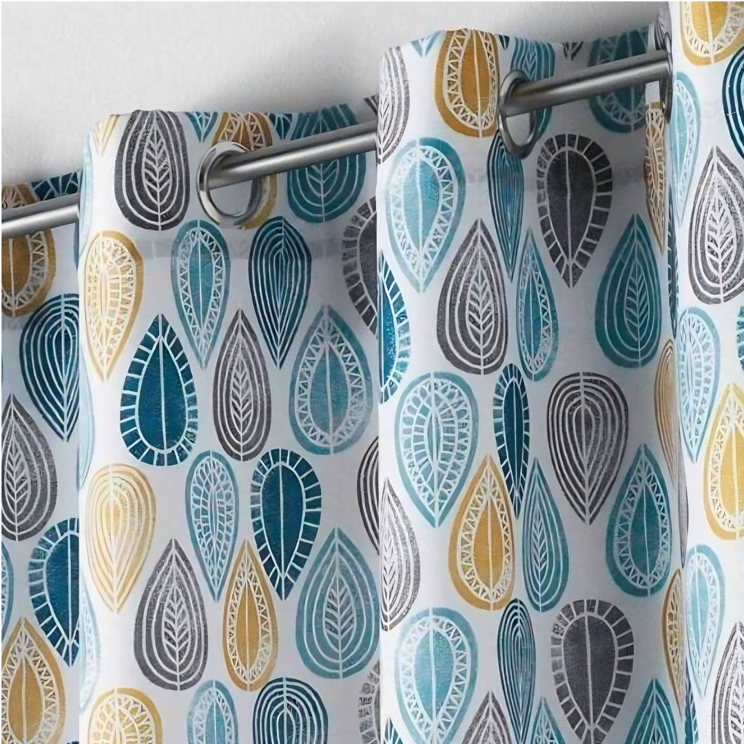 EYELET CURTAIN 140 x 260 CM PRINTED POLYESTER, PALPITO WHITE U10