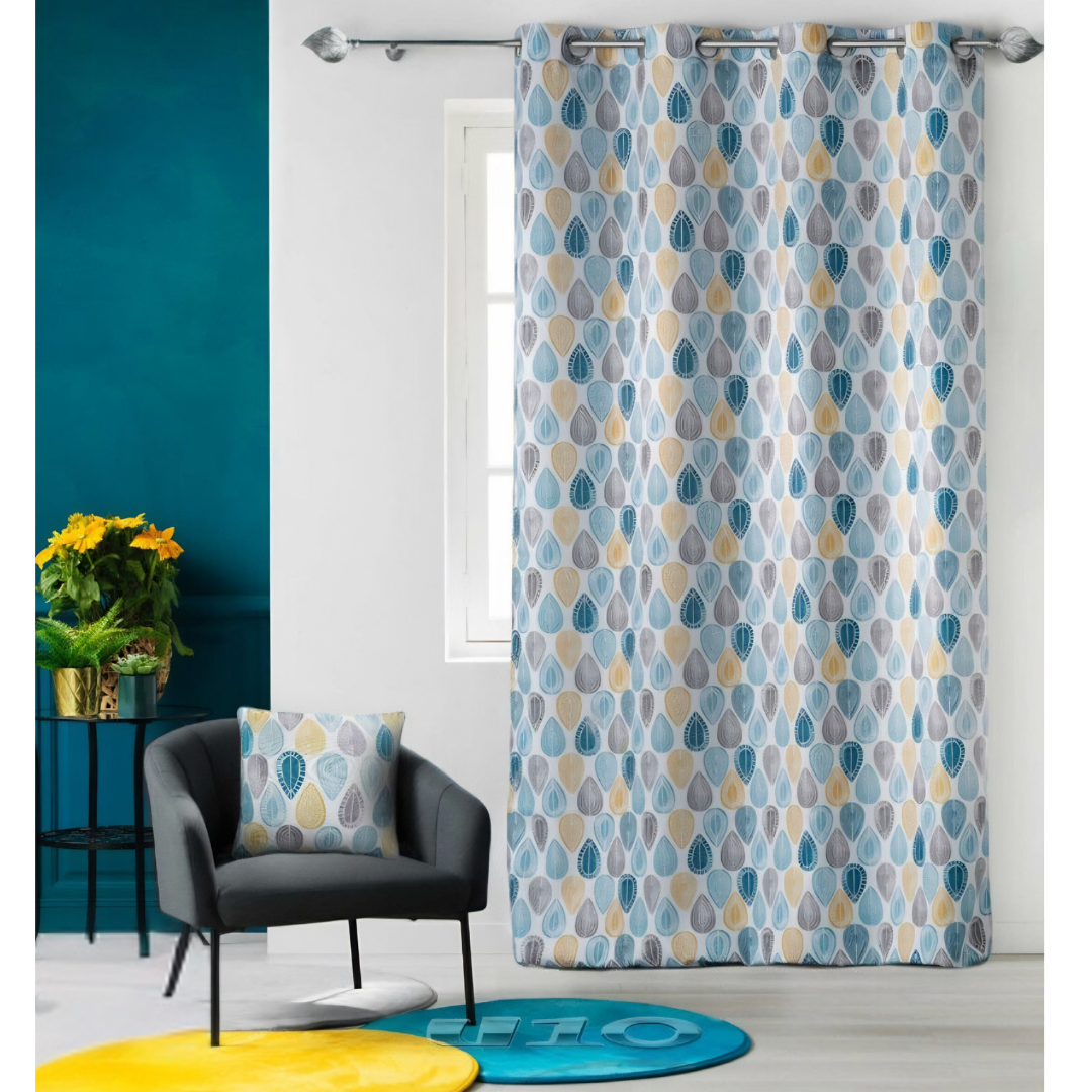 CORTINA COM ILHOS 140 x 260 CM POLIÉSTER ESTAMPADO PALPITO BRANCO U10