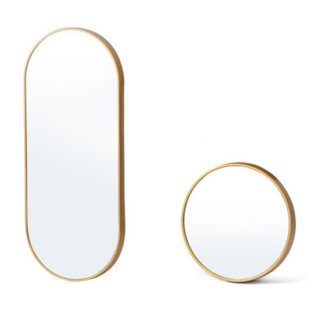 Mirrors with Gold Frames, Set of 2: 30x30cm and 70x30cm AB