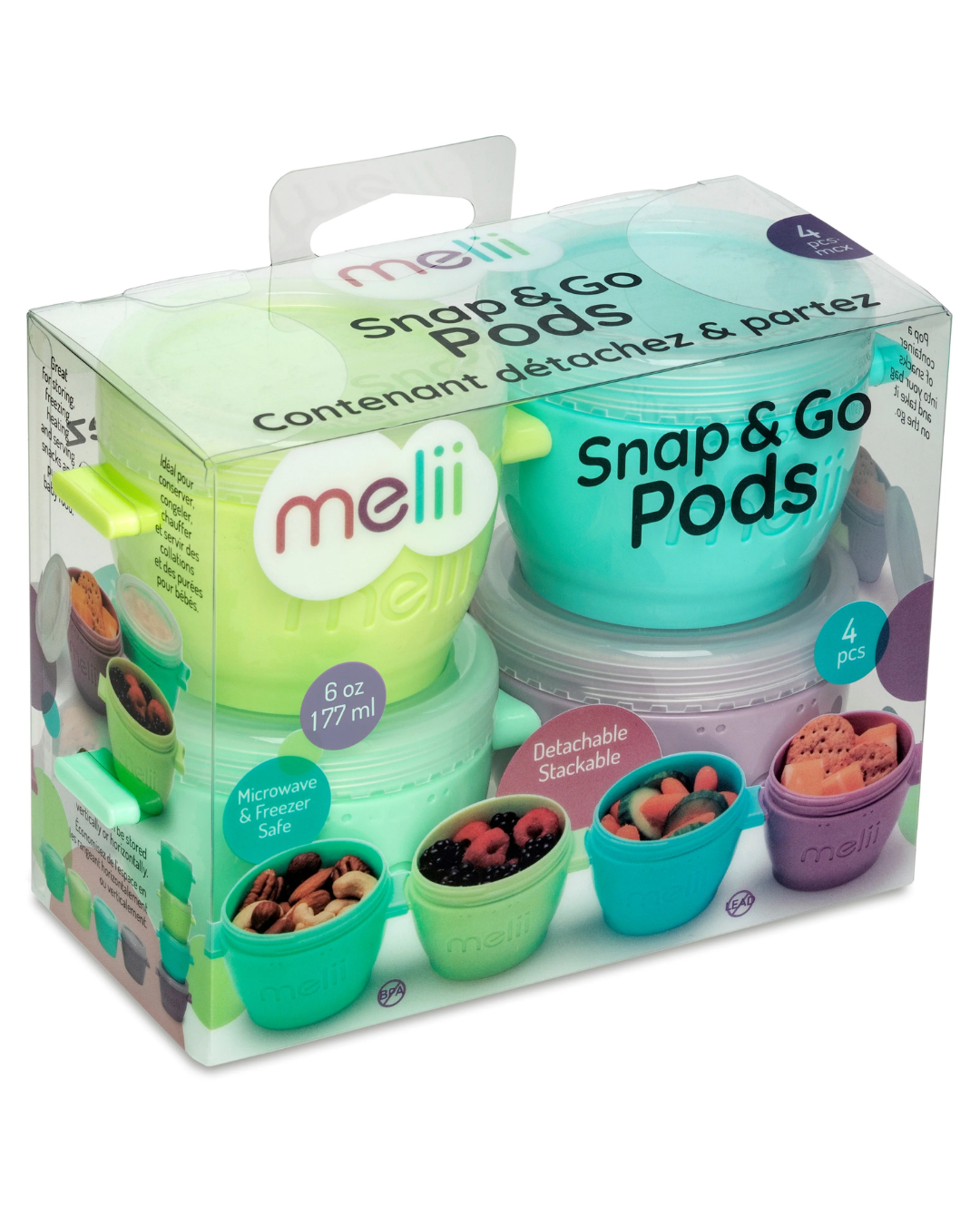 Containers, pack of 4, 120ml Snap & Go MLII