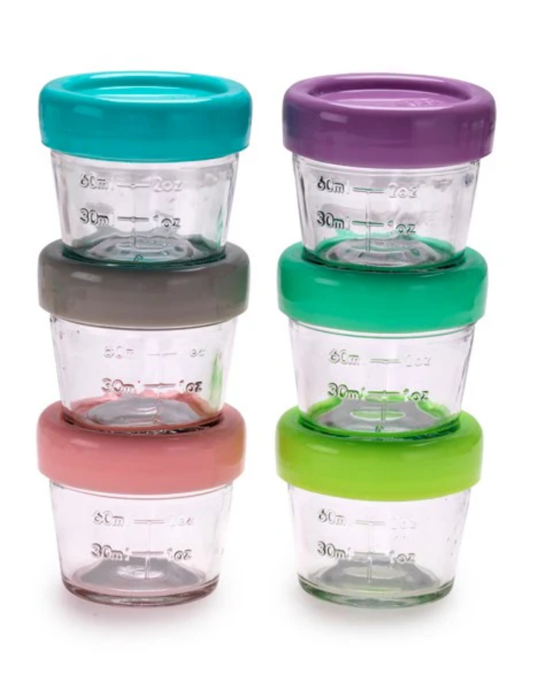Glass food container, pack of 6, 120ml MLII