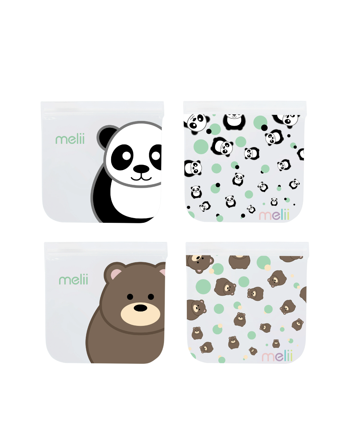 Reusable EVA Bags – 4 pcs. MLII (2 pandas + 2 bears)