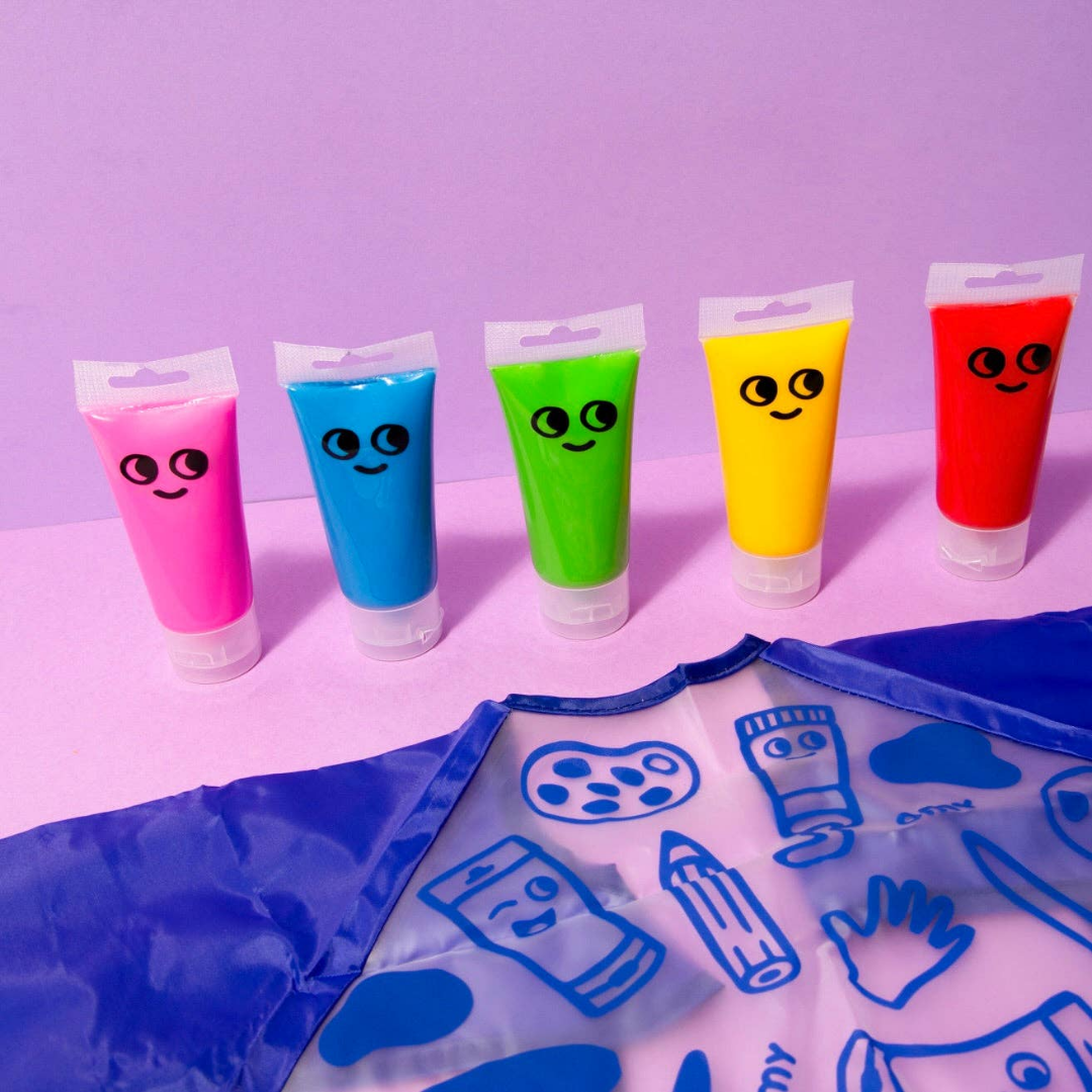 Set of 5 Paint Tubes with Fingers + Waterproof Bib – OMY