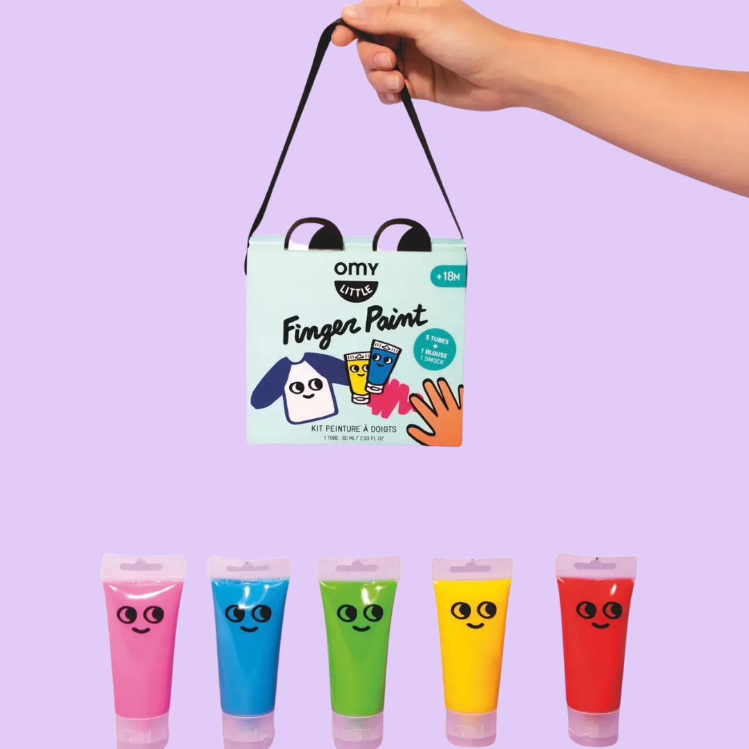 Set of 5 Paint Tubes with Fingers + Waterproof Bib – OMY