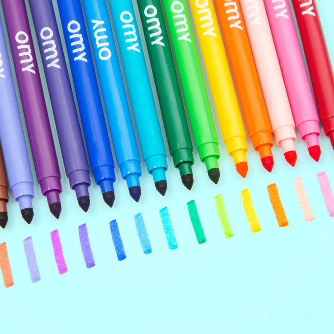 OMY Ultra-Washable Felt-Tip Pens, 16-pack