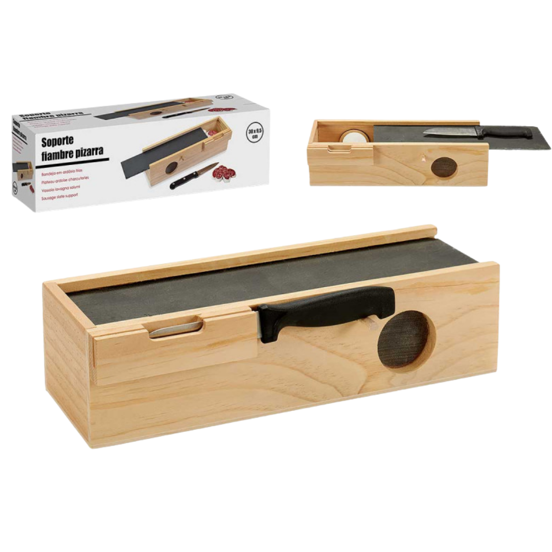 Wooden Box, Slate Containers and AR Knife
