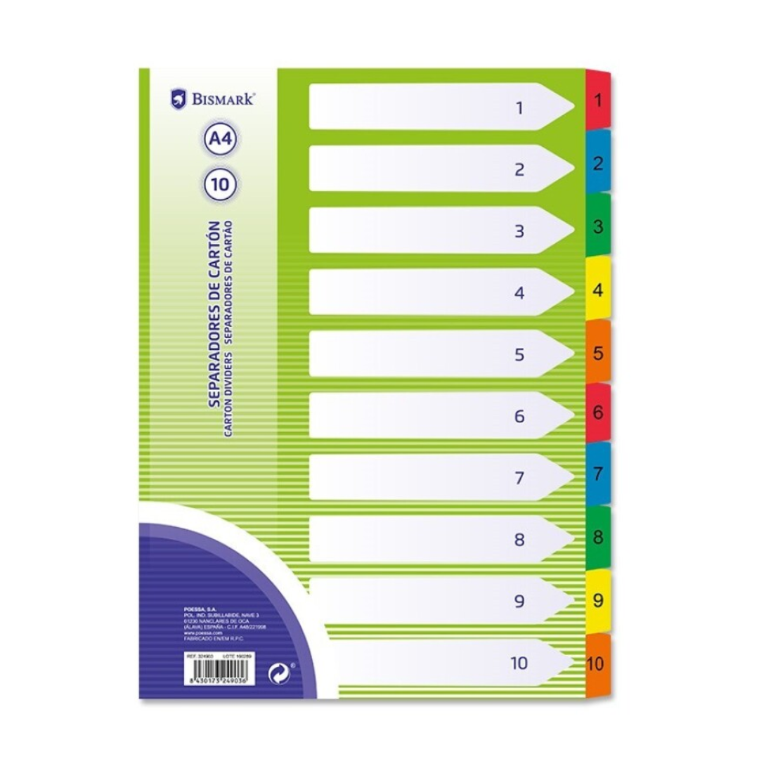 Separator. A4 card, 10 sections, Bismark PSS