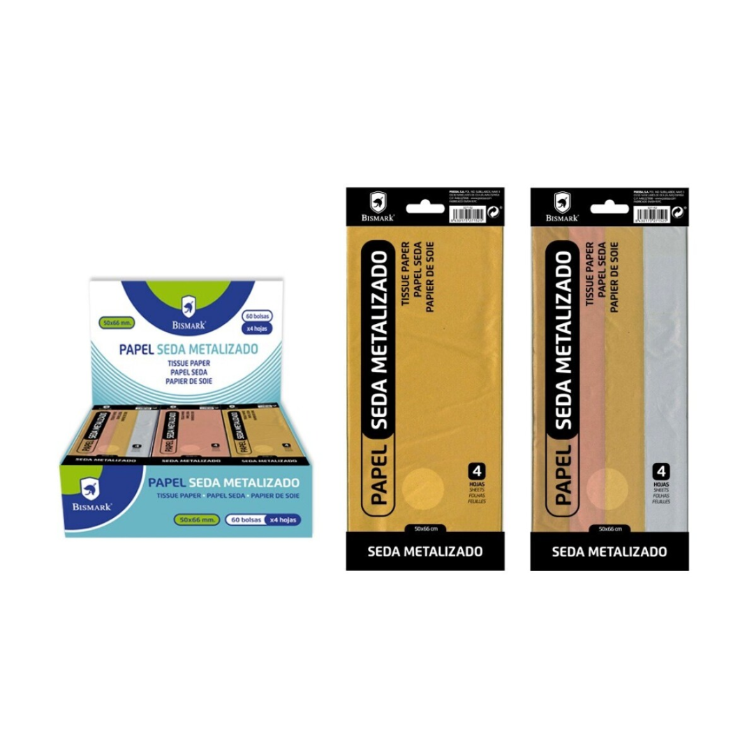 Papel Seda Metaliz. 4 cores 4F 50x66cm PSS