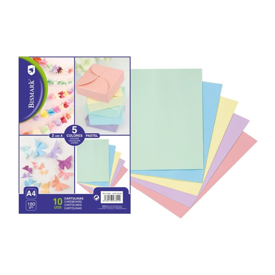 A4 Pastel-Coloured Card Paper Pad, 10 sheets, Bismark PSS