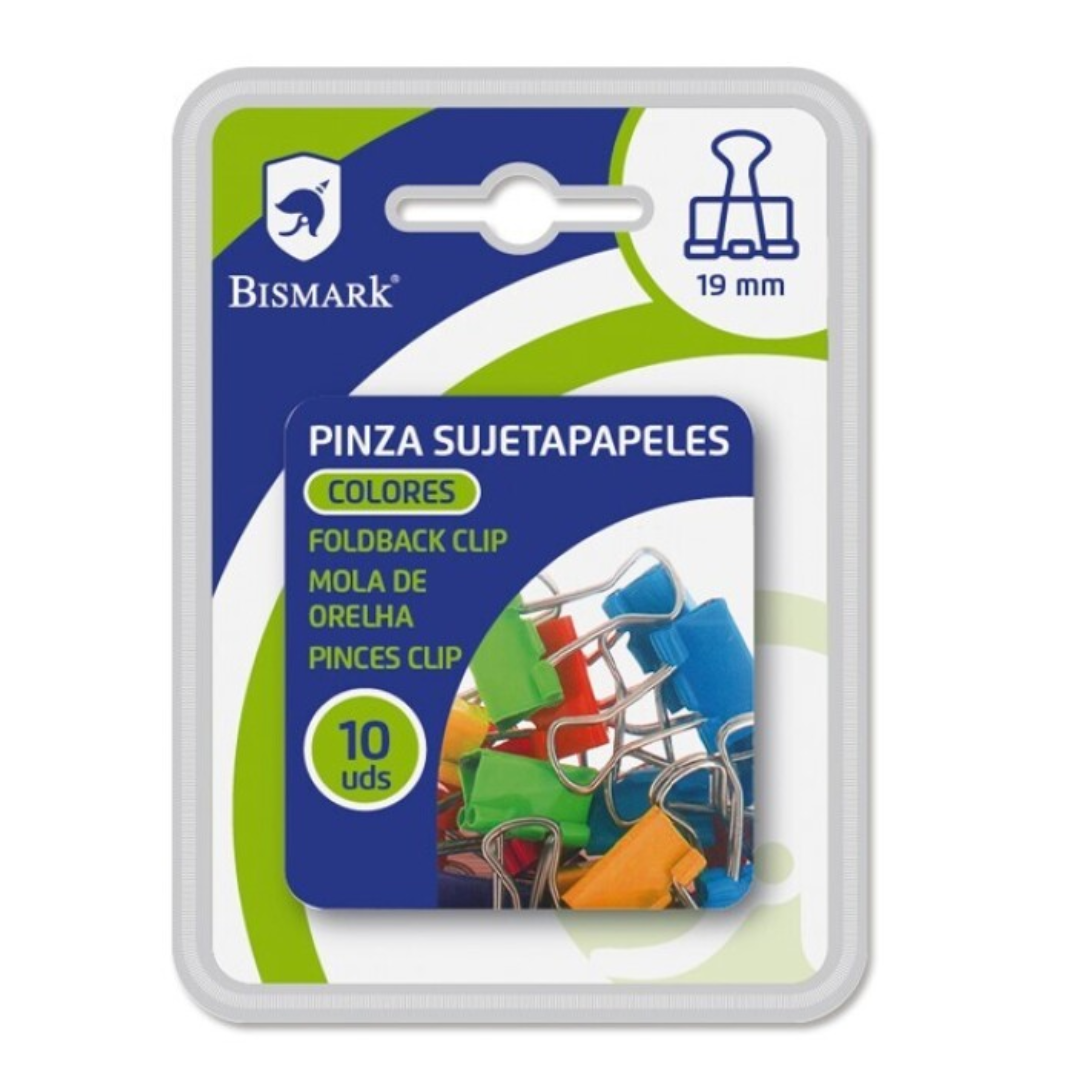 19mm coloured paper clips, pack of 10. Bismark PSS