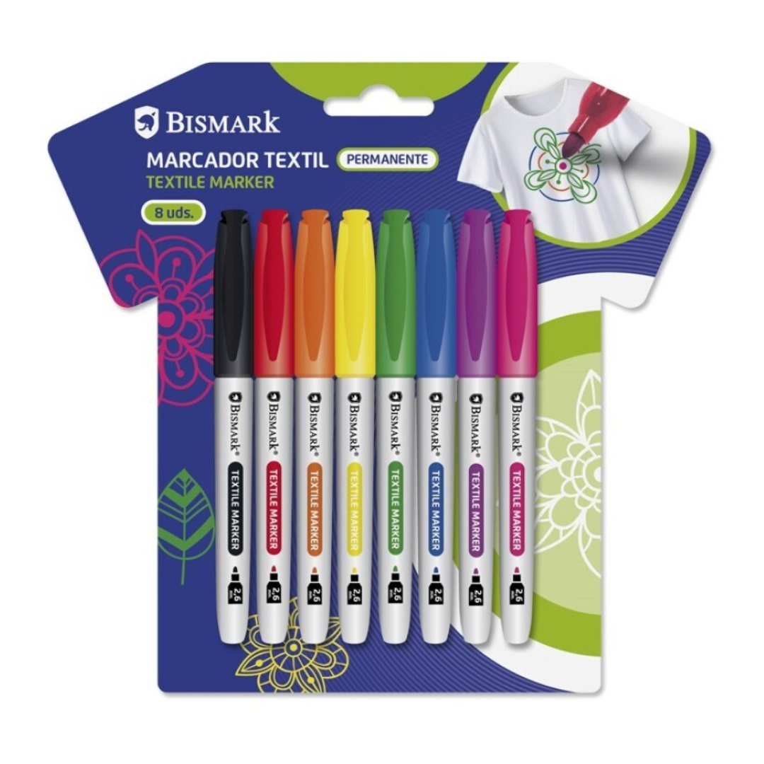 Permanent Textile Markers, 8 vibrant colours, PSS